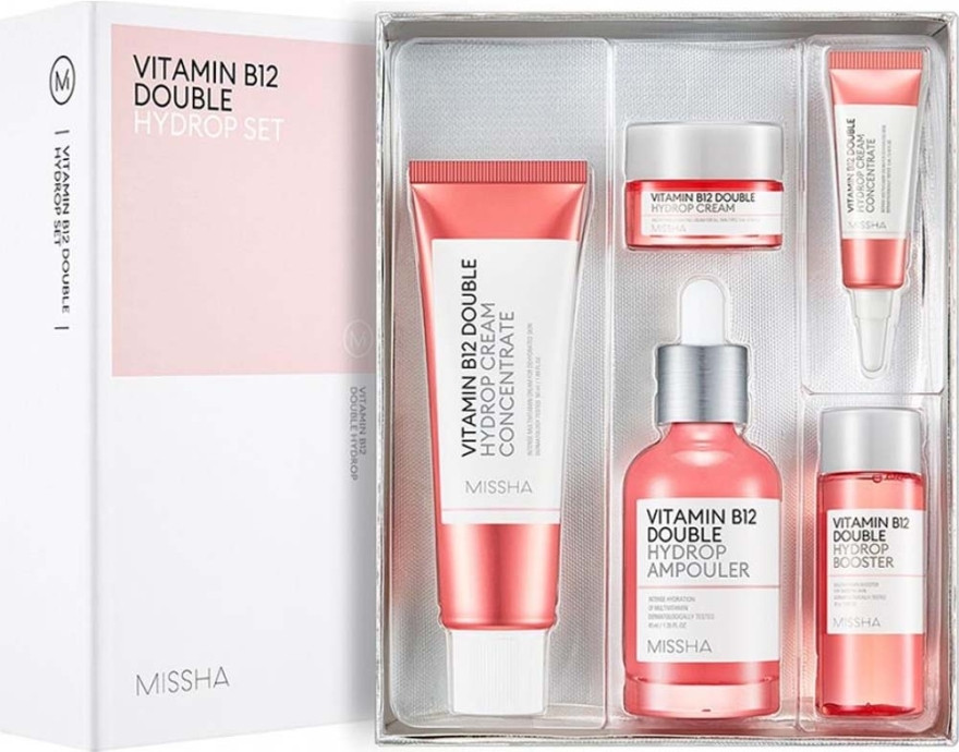 Набір засобів для обличчя з вітамінами Missha Vitamin B12 Double Hydrop Set 5 предметів