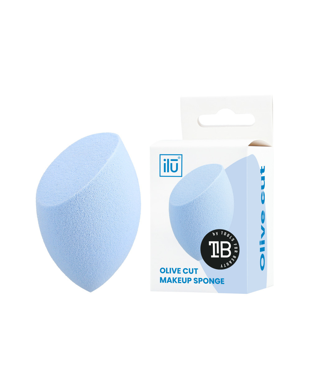 Спонж для макіяжу з плоским зрізом, блакитний Ilu Sponge Olive Cut Blue 1 шт