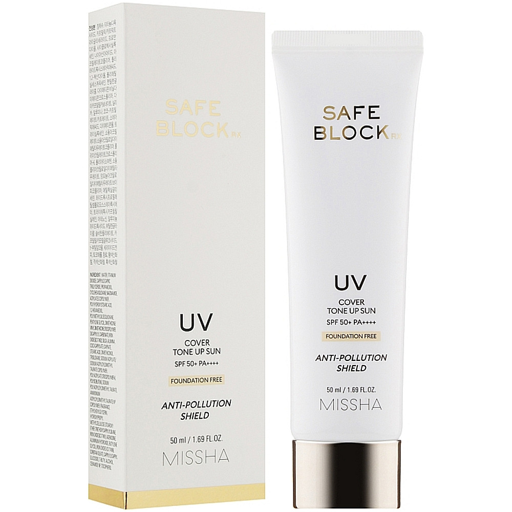 Солнцезащитный крем Missha Safe Block RX Cover Tone Up Sun SPF50+PA++++ Foundation Free 50 мл (8809643523486)