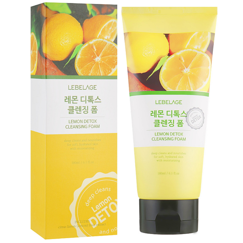 Пенка для умывания лица и детоксикации с лимонным соком Lebelage Lemon Detox Cleansing Foam 180 мл