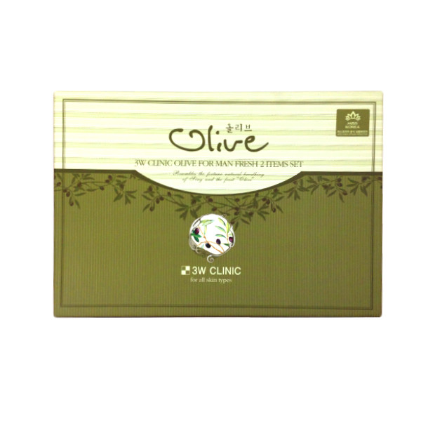 Набір для догляду за чоловічою шкірою "Олива" 3w Clinic Olive For Man Fresh 2 Items Set 360 мл (8809083285760)