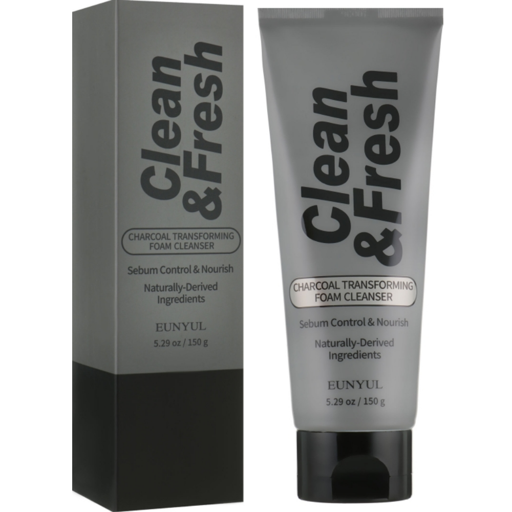 Пінка для вмивання обличчя з чорним вугіллям Eunyul Clean & Fresh Charcoal Transforming Foam Cleanser 150 г