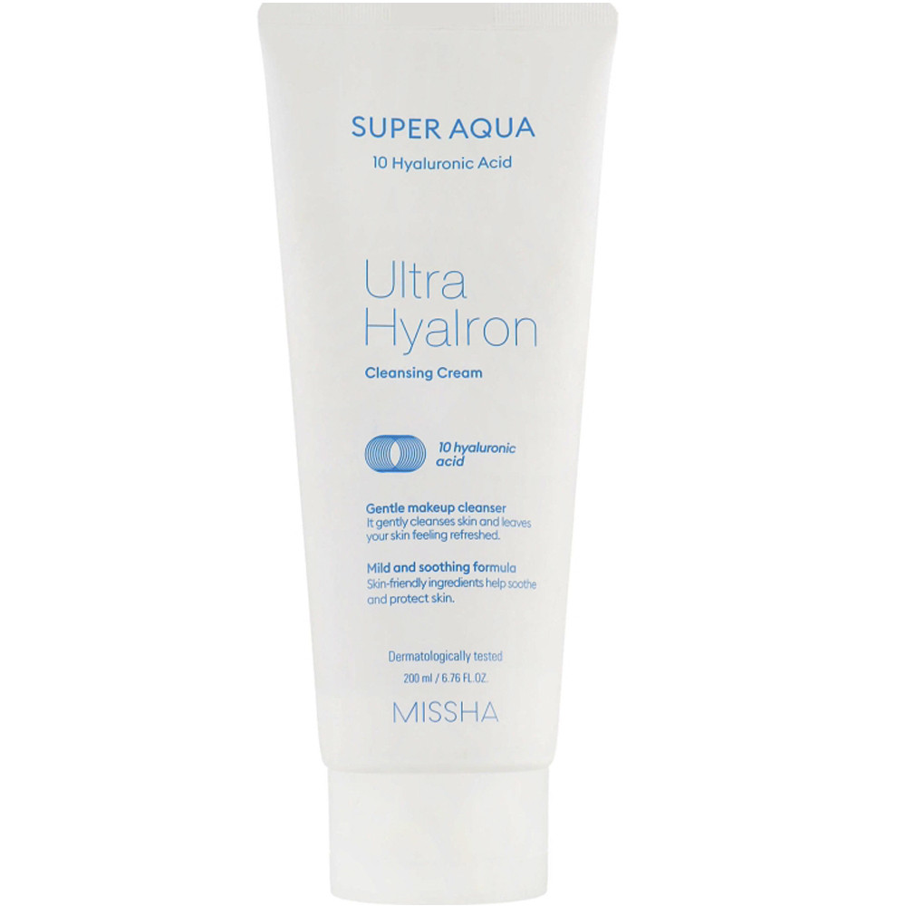 Очищуючий крем для обличчя з гіалуроновою кислотою Missha Super Aqua Ultra Hyalron Cleansing Cream 200 мл