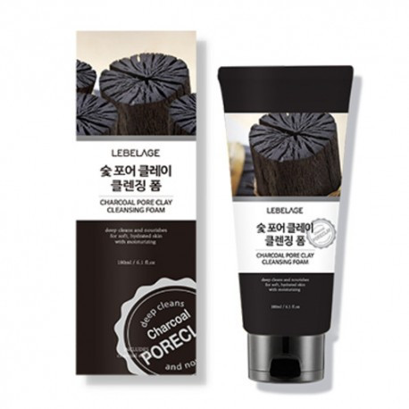 Пенка для умывания лица с древесным углём Lebelage Charcoal Pore Clay Cleansing Foam 100 мл (8809317111490)
