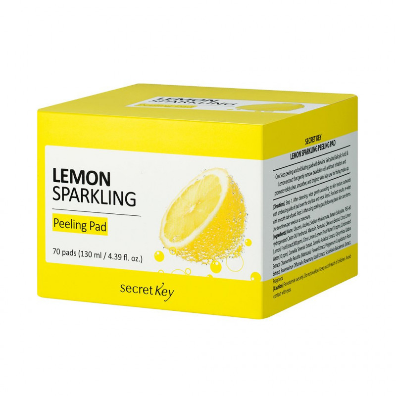Очищающие пилинг-диски для лица с лимонным соком Secret Key Lemon Sparkling Peeling Pad 70 шт (8809305999826)
