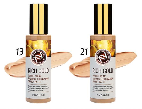 Тональный крем для лица с золотом Enough Rich Gold Double Wear Radiance Foundation SPF50+ Тон 21, 100 мл