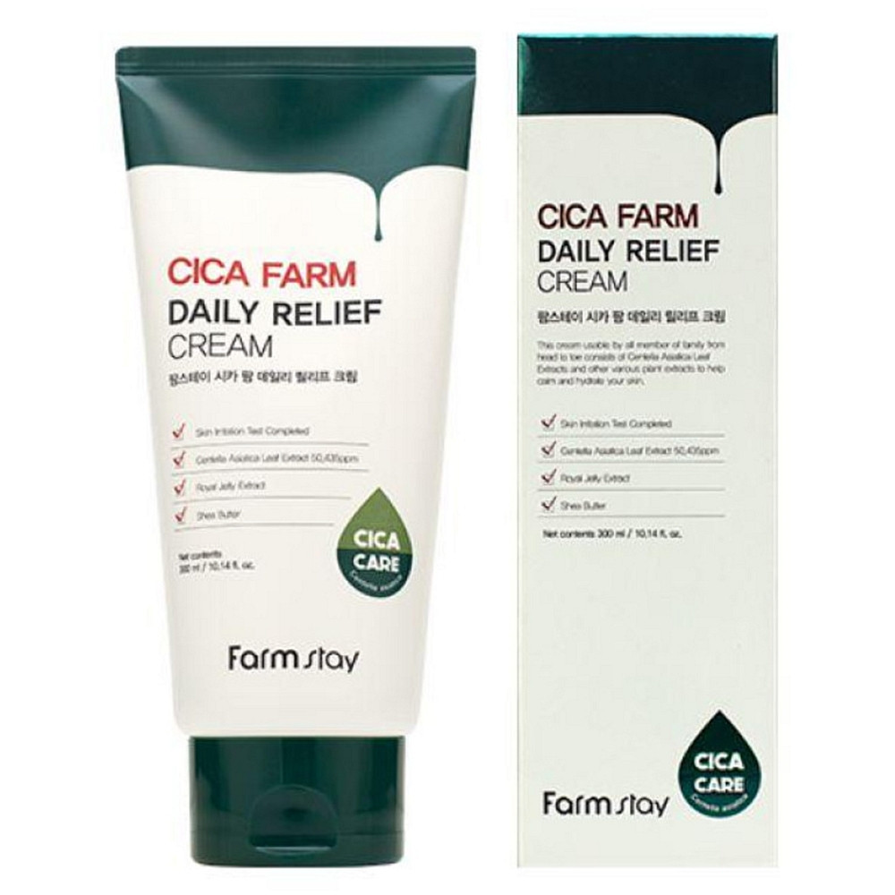 Заспокійливий крем із екстрактом центели азіатської Farmstay Cica farm Daily Relief Cream 300 мл (8809635231788)