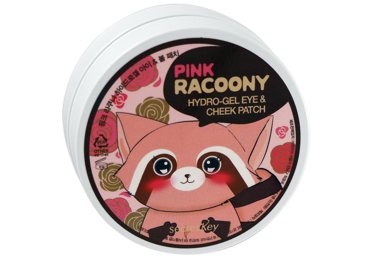 Гидрогелевые патчи для глаз с розовой водой Secret Key Pink Racoony Hydro Gel Eye & Cheek Patch 60 шт