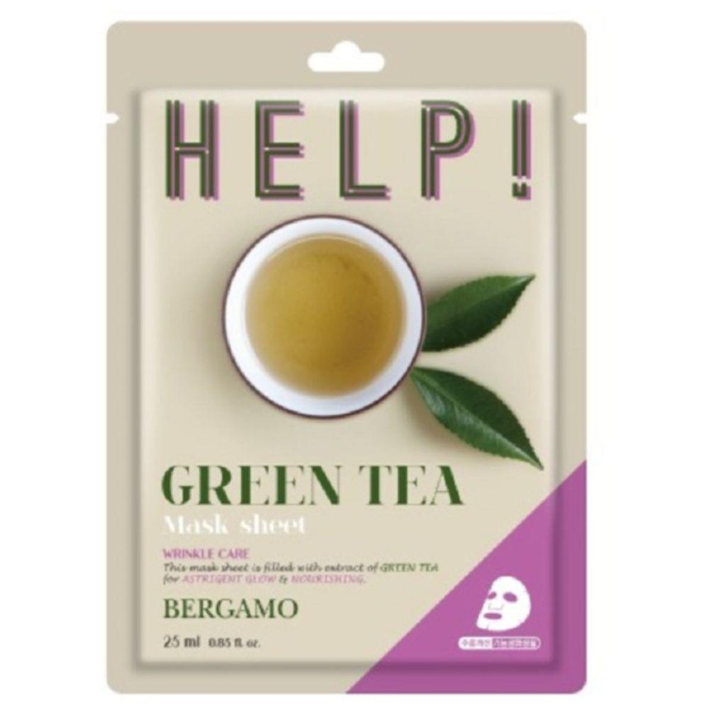 Маска для обличчя з зеленим чаєм Bergamo HELP! Green tea Mask Sheet 25 мл