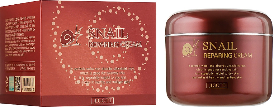 Відновлюючий крем для обличчя з муцином равлика Jigott Snail Repairing Cream 100 мл