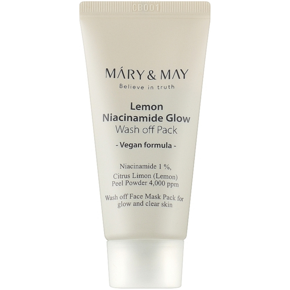 Маска для вирівнювання тону шкіри з ніацинамідом Mary&May Lemon Niacinamide Glow Wash Off Pack 30 г (8809670681876)
