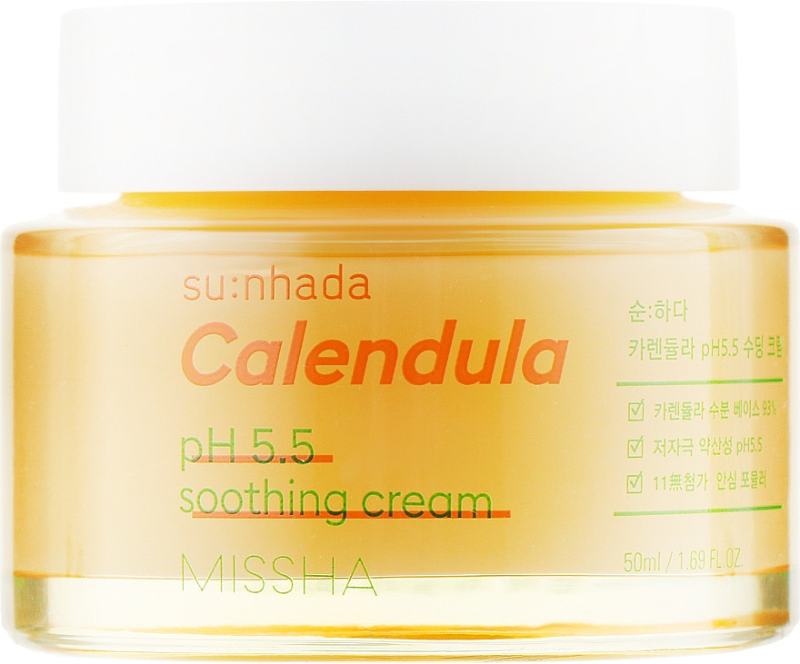 Заспокійливий крем для обличчя з екстрактом календули Missha Su: Nhada Calendula pH 5.5 Soothing Cream 50 мл