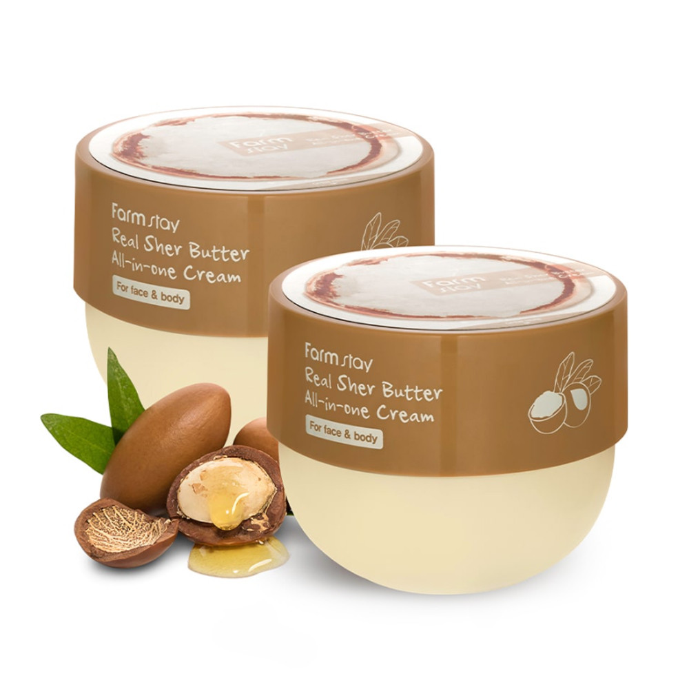 Зволожуючий крем для обличчя та тіла для всієї родини з маслом ши Farmstay Real Shea Butter All-In-One Cream 300 мл